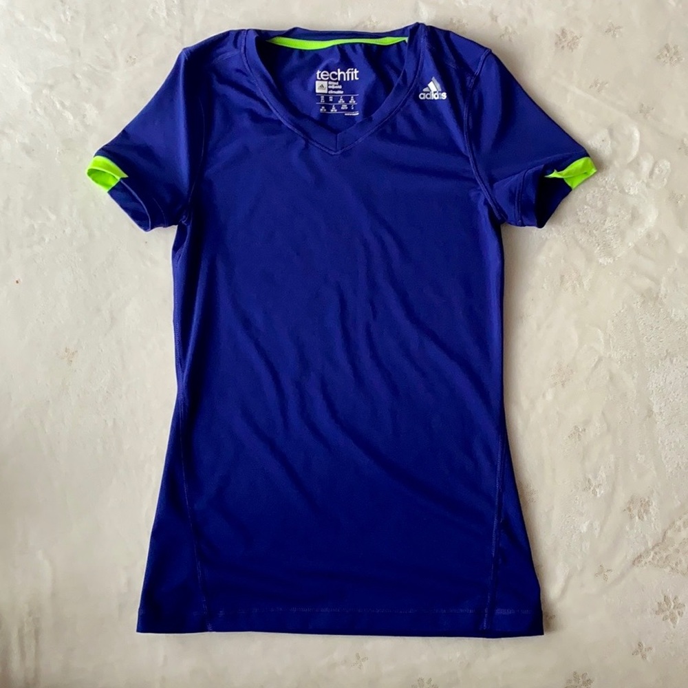Adidas Purple Tech Fit Fitted T-shirt, Size XS